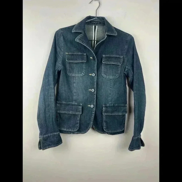 Theory Women’s Blake Denim Blazer  Jacket Notched Collar size 2 - Picture 1 of 6